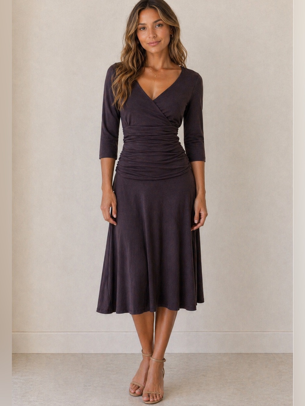 Lilla P Dark Purple Midi Dress